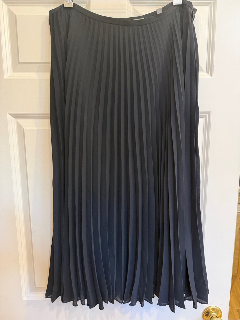 Vince Black Pleated Midi Skirt